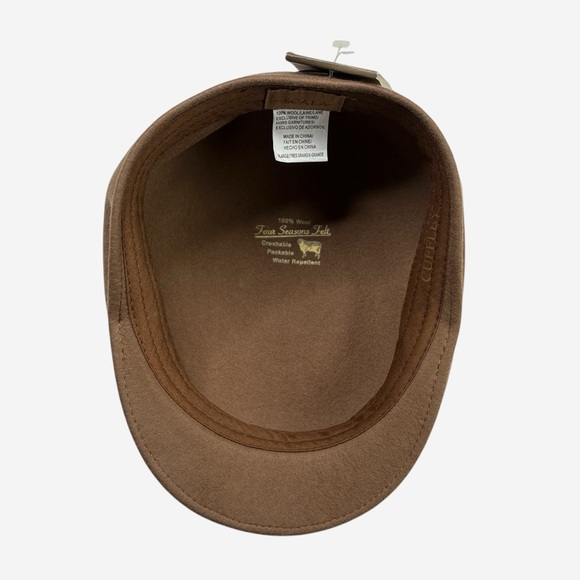 Scala Cuffley Wool Felt Driving Cap Hat XL Tan Water Repellent Newsboy Cabby NEW - Picture 5 of 10